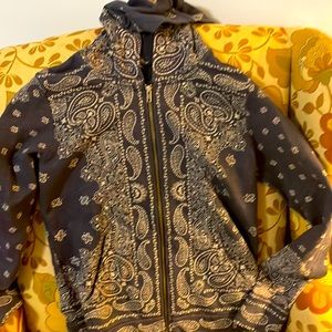Lucky Brand paisley zip up hoodie